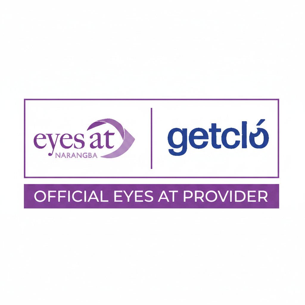 Eyes At Narangba and GETCLO combined logo